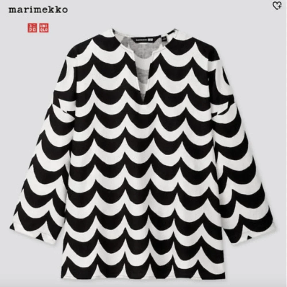 UNIQLO - MARIMEKKO - 3/4 Sleeve Tunic - 09 Black - Picture 2 of 6
